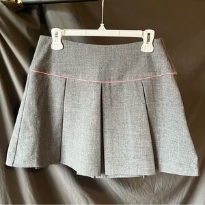 Y2K Grey Pleated Mini Skirt With Pink Detail Zipper On Side Preppy | Size 9